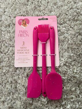 Paris Hilton Pink Mini Silicone Tool Set 3pc New